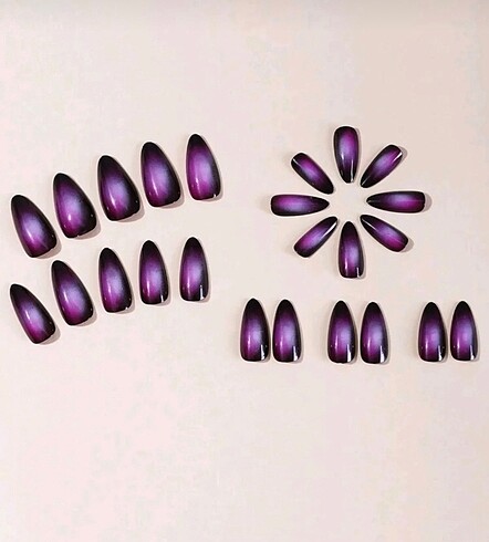 Beden purple aura nails / mor takma tırnak Y2K