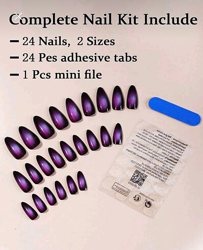 Beden Renk purple aura nails / mor takma tırnak Y2K