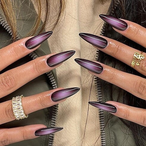 Killstar purple aura nails / mor takma tırnak Y2K