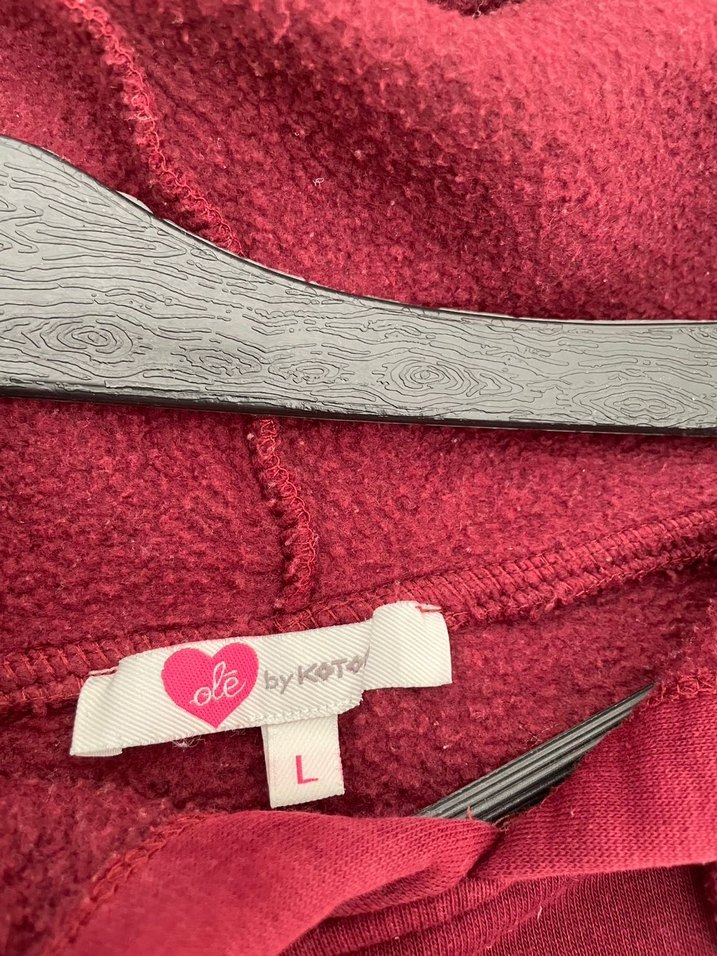 Bordo Kapüşonlu Baskılı Kadın Sweatshirt - Görsel 3