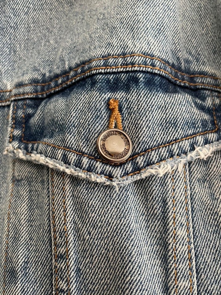 Kadın Mavi Denim Ceket, Düğmeli, Salaş Kesim - Görsel 3