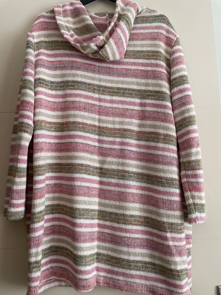 Uzun, Örgü, Bohem Tarz Pembe Hırka - Görsel 2