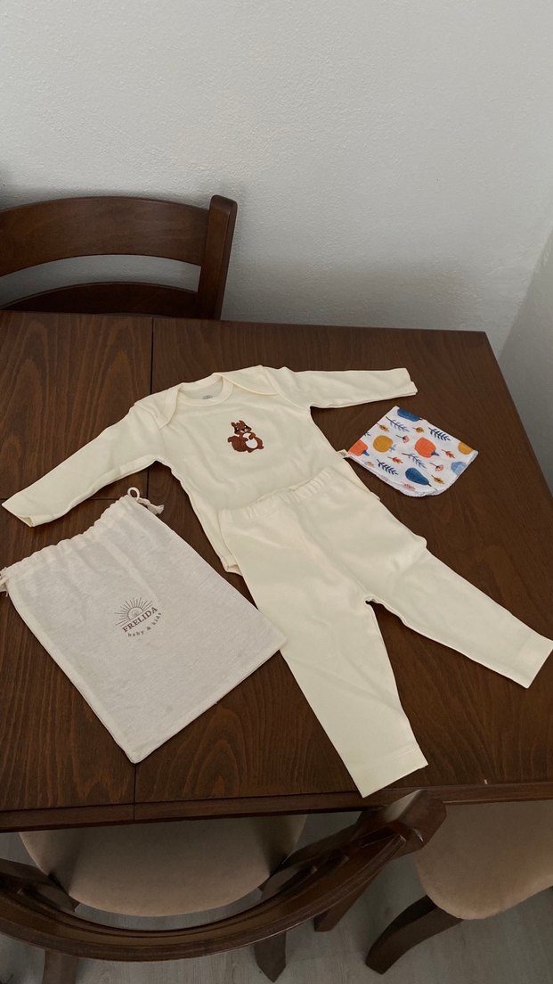 Beyaz Baskılı Pamuklu Bebek Erkek Takımı - Görsel 5