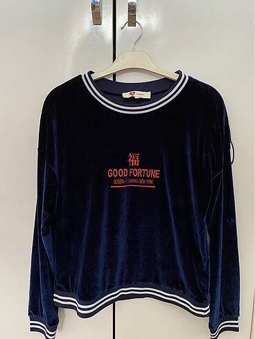 Lacivert kadife sweatshirt