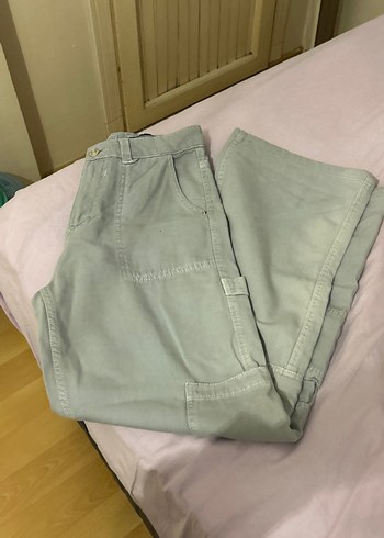 Bej Kadın Midi Boy Salaş Denim Pantolon - Görsel 3