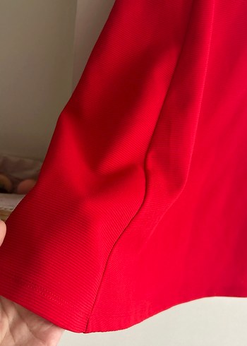 Kırmızı V Yakalı Midi Kadın Elbise - Görsel 2