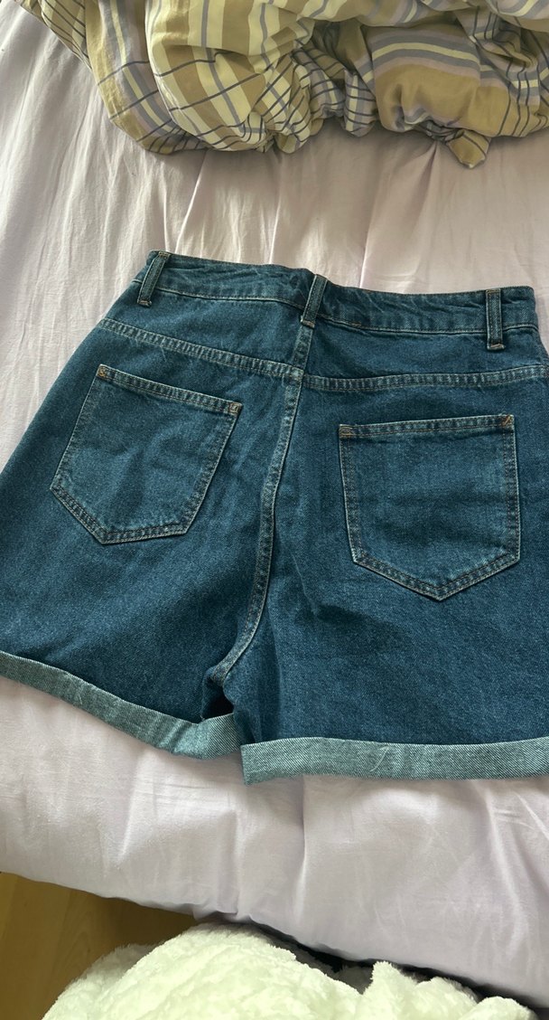 Kadın Koyu Mavi Mini Denim Şort - Görsel 4