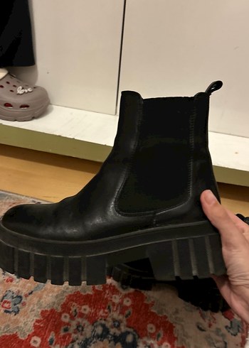 Platform Topuklu Siyah Kauçuk Bot - Görsel 2