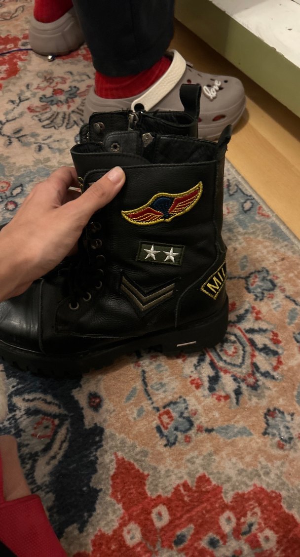 Kemer Detaylı Siyah Deri Biker Bot - Görsel 2