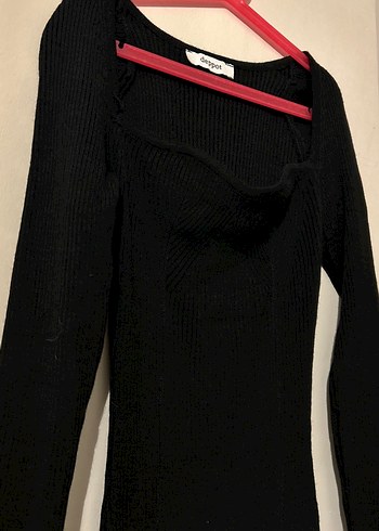 Siyah, Uzun Kollu, Vücuda Oturan Uzun Kadın Elbisesi - Görsel 4