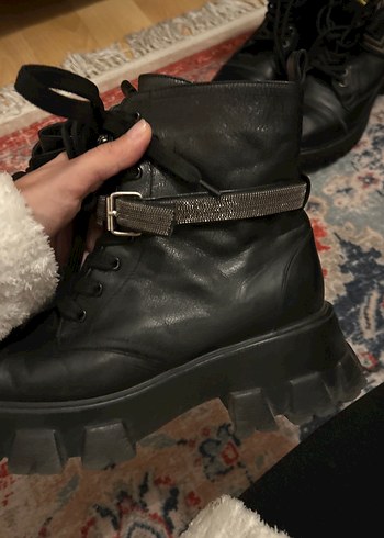 Yılan Desenli Siyah Deri Platform Bot - Görsel 2