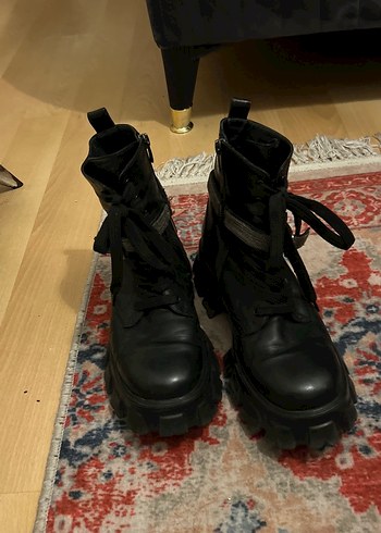 Yılan Desenli Siyah Deri Platform Bot - Görsel 3