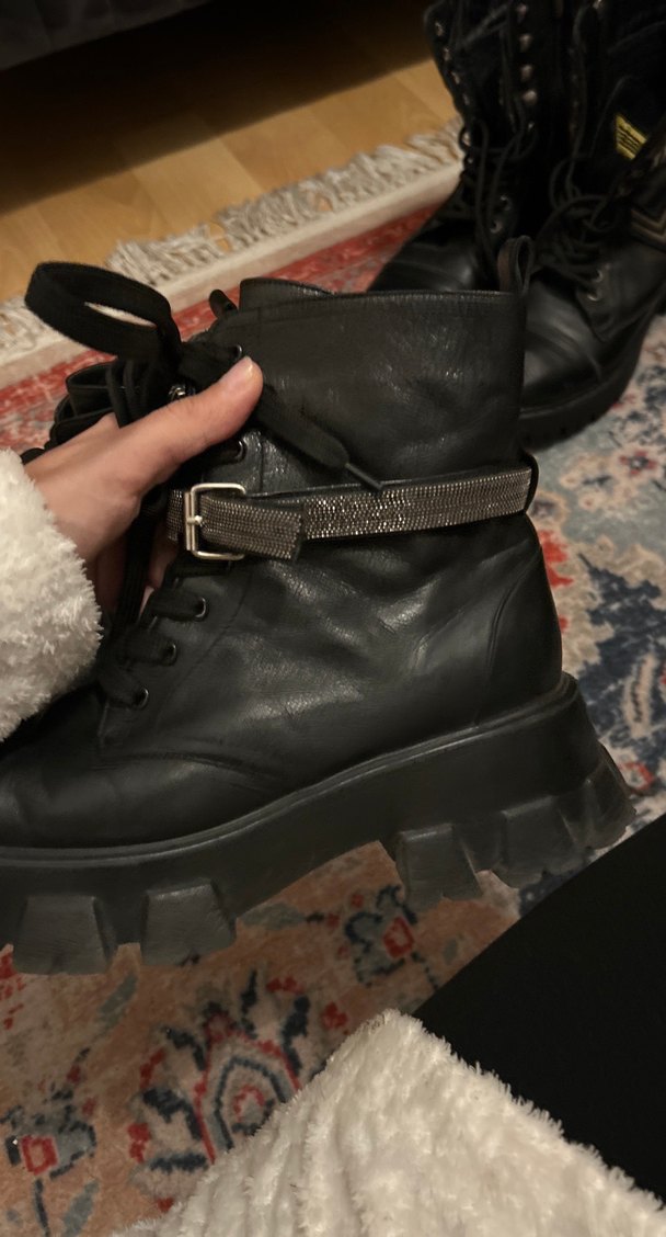 Yılan Desenli Siyah Deri Platform Bot - Görsel 2