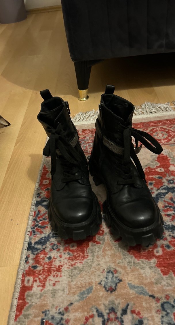 Yılan Desenli Siyah Deri Platform Bot - Görsel 3