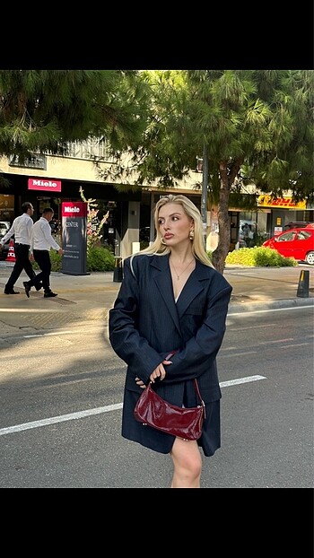 Diğer lacivert çizgili blazer
