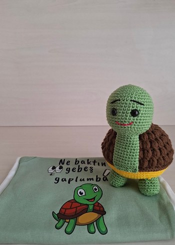 Beden 3 adet zıbın ve amigurumi kaplumbağa