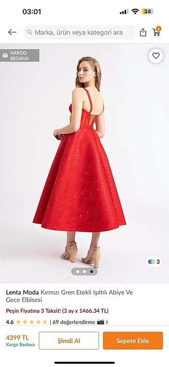 42 Beden Kına elbisesi abiye kırmızı