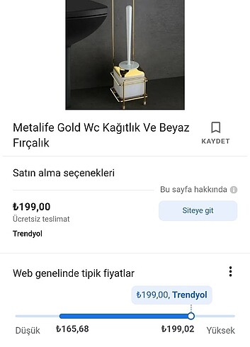 Metalife Gold WC fırçalık kağitlik
