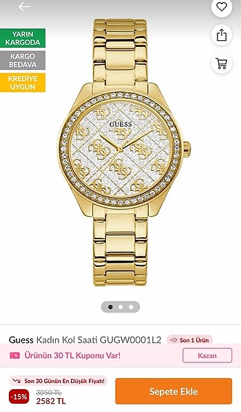 Guess gold saat