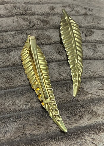 Altın Renkli Vintage Metal Yaprak Taç toka seti - Görsel 4