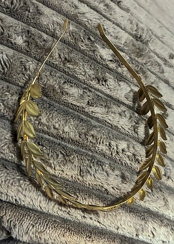 Altın Renkli Vintage Metal Yaprak Taç toka seti - Görsel 3