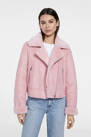 Pembe tüylü ceket peluş