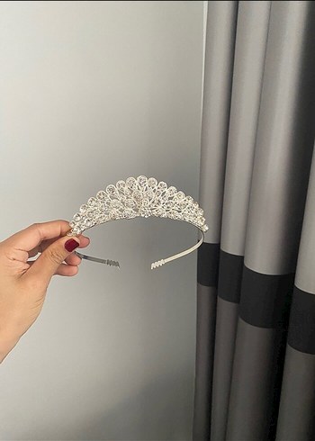 Dantel Detaylı Beyaz Gelin Taç
