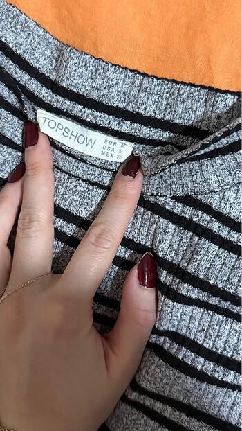 Çizgili triko kazak - Görsel 2