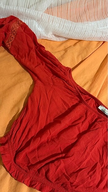 Kırmızı crop bluz - Görsel 3