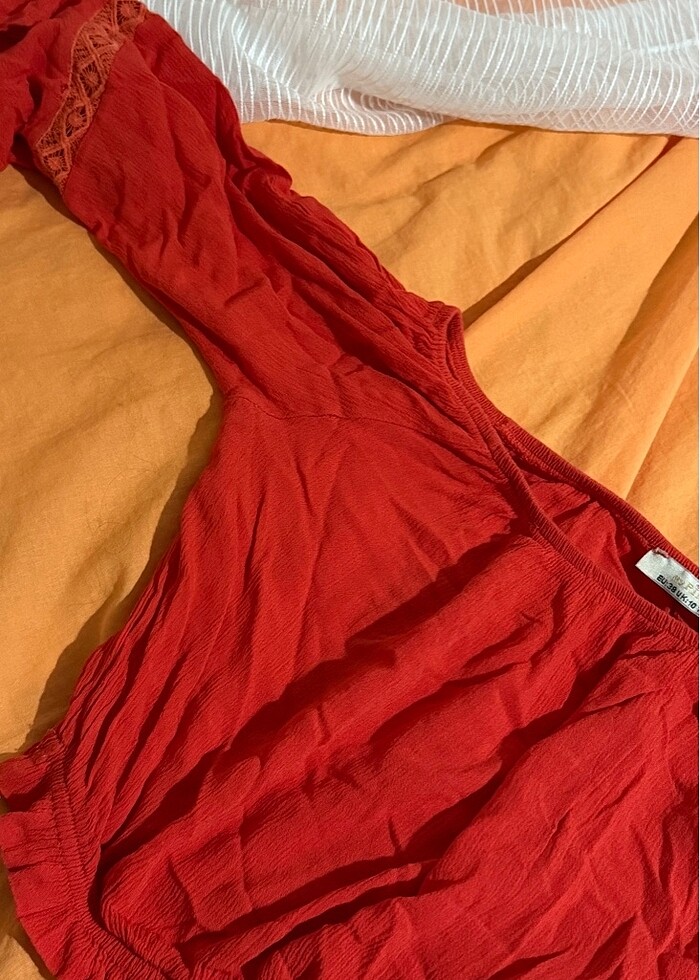 Kırmızı crop bluz - Görsel 3