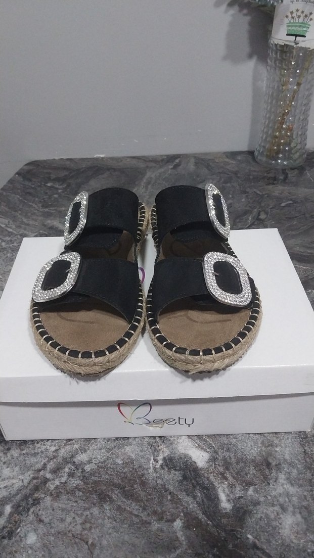 Siyah Süet Taşlı Kadın Terlik - Görsel 2