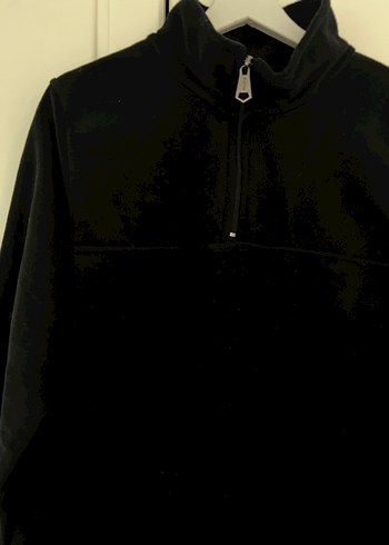 xl Beden Kadın Siyah Yarım Fermuarlı Polar Sweatshirt