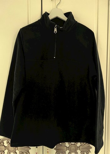 Kadın Siyah Yarım Fermuarlı Polar Sweatshirt