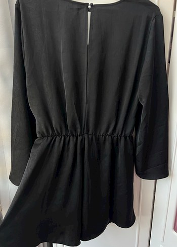 Siyah Midi Uzun Kollu şort tulum Elbise - Görsel 5