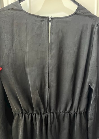 Siyah Midi Uzun Kollu şort tulum Elbise - Görsel 4