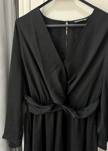 Siyah Midi Uzun Kollu şort tulum Elbise - Görsel 2