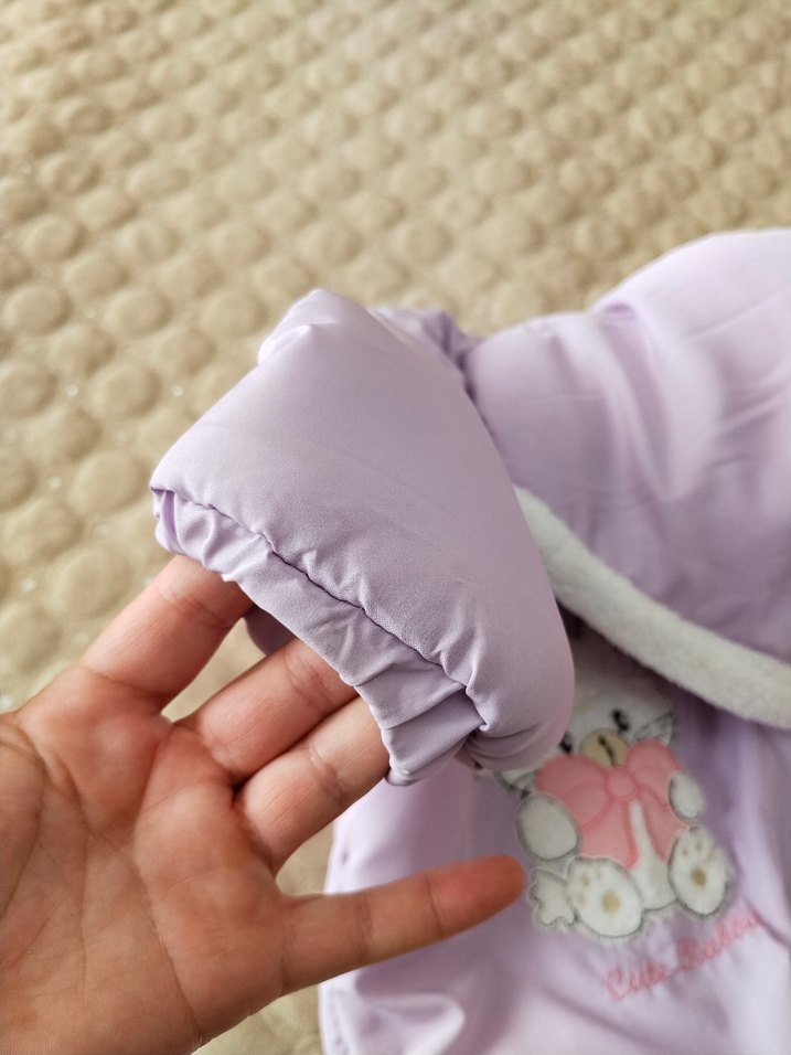 Kız Bebek Mor Nakışlı Kürklü Tulum - Görsel 3