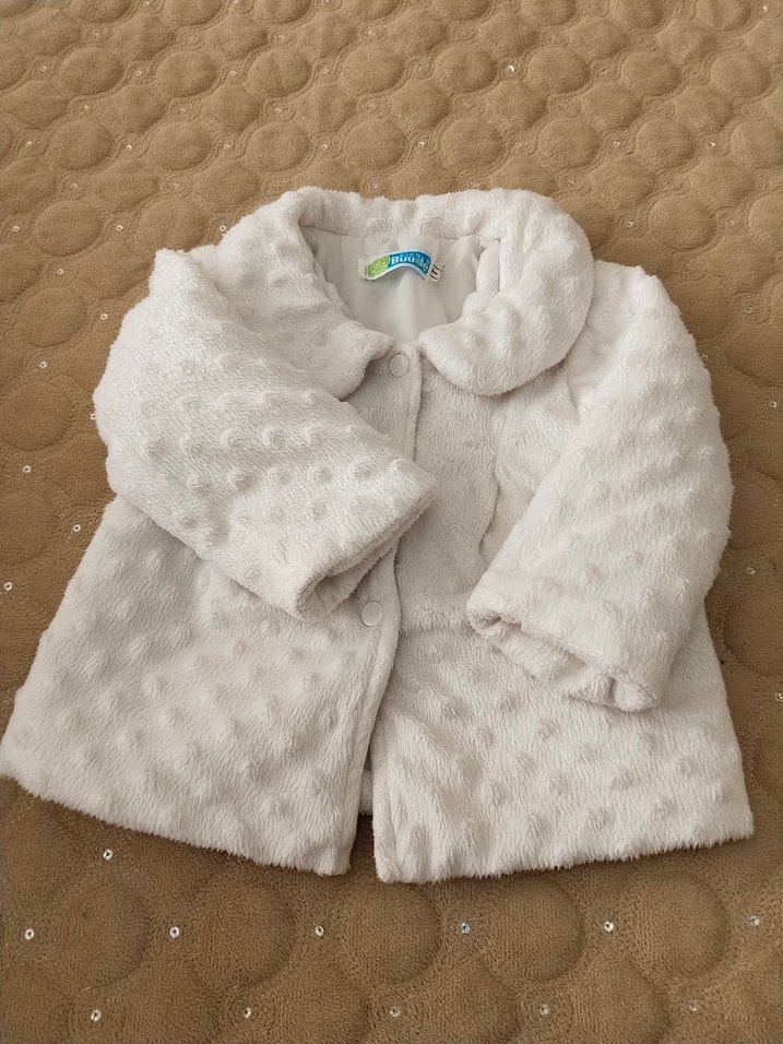 Kız Çocuk Gri Suni Kürk Detaylı Ceket - Görsel 3