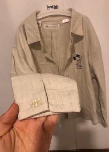 Bej Uzun Kollu Keten erkek çocuk Gömlek - Görsel 4