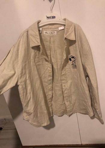 Bej Uzun Kollu Keten erkek çocuk Gömlek - Görsel 2