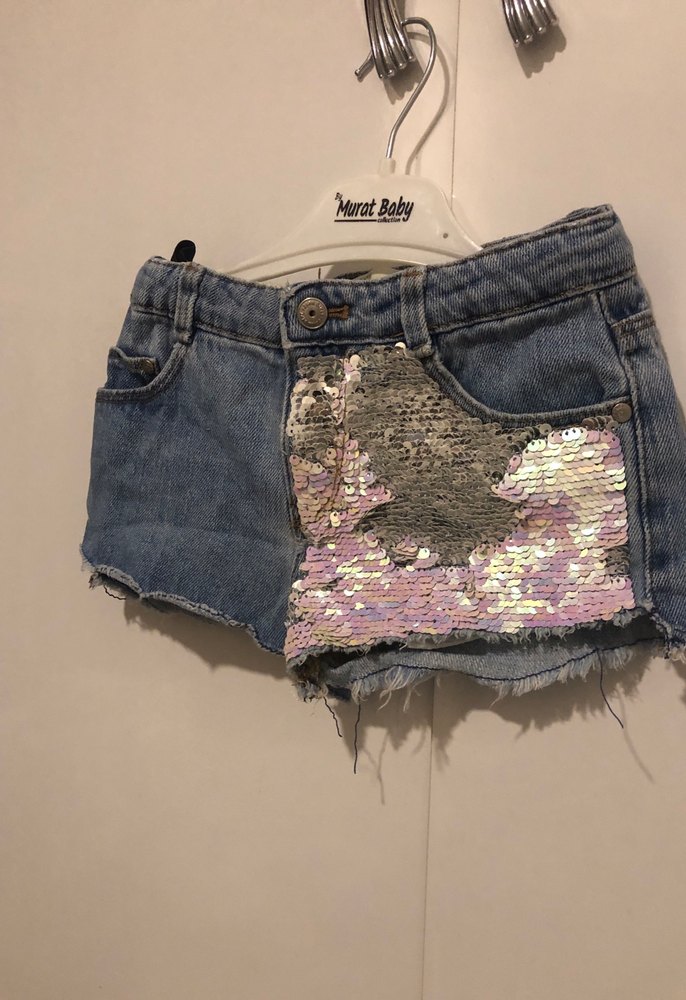 Kız Çocuk Payetli Denim Şort - Görsel 2