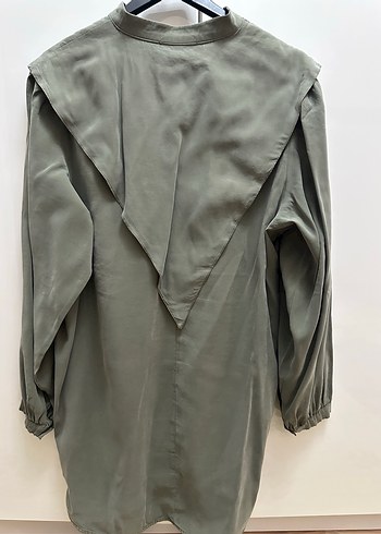 Kk Desing Düğmeli Yüksek Yakalı Keten Gömlek - Görsel 4