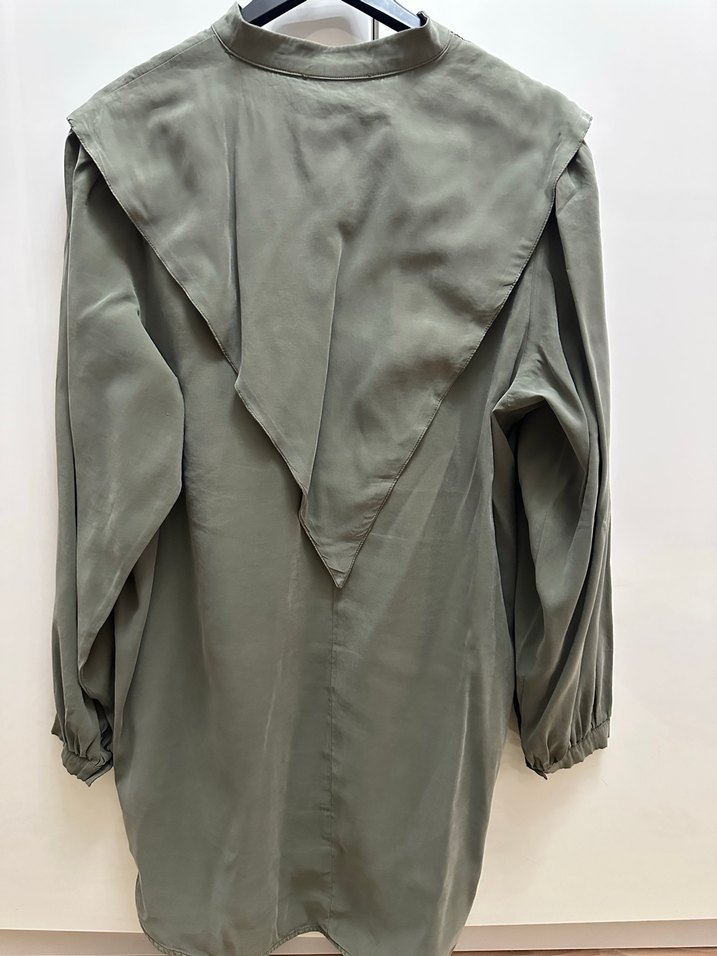 Kk Desing Düğmeli Yüksek Yakalı Keten Gömlek - Görsel 4