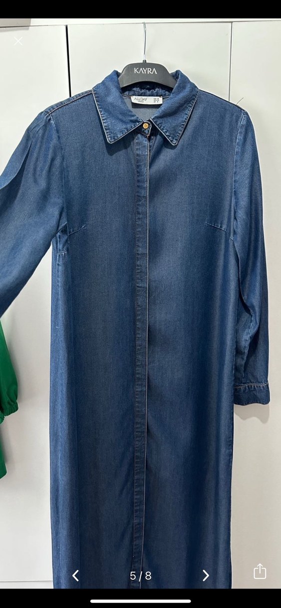 Allday Uzun Denim Elbise - Görsel 3