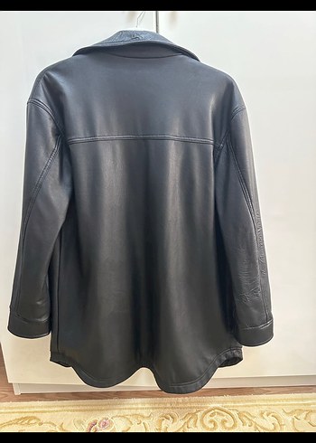Manuka Düğmeli Siyah Deri Kadın Ceket - Görsel 3