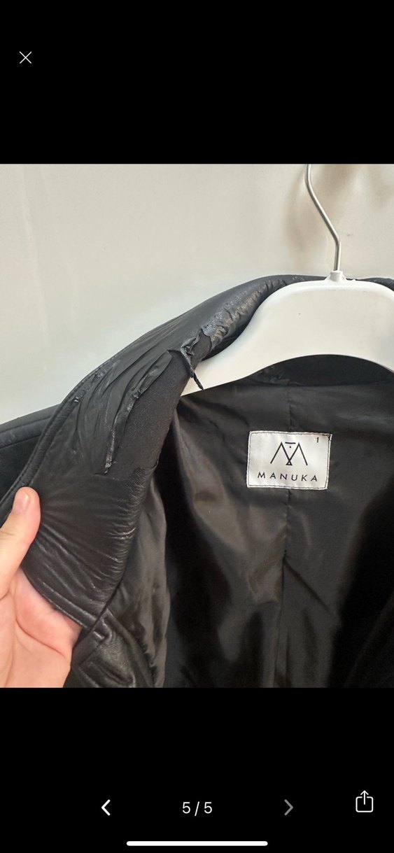 Manuka Düğmeli Siyah Deri Kadın Ceket - Görsel 5