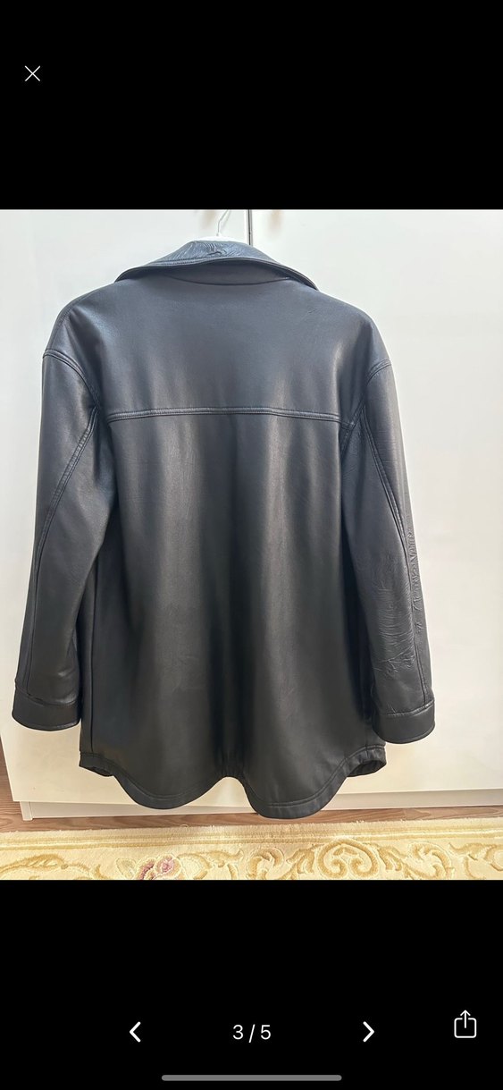 Manuka Düğmeli Siyah Deri Kadın Ceket - Görsel 3