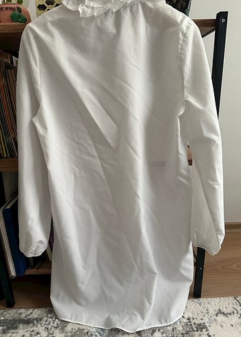 Henza Beyaz Fırfırlı Keten Kadın Gömlek - Görsel 3