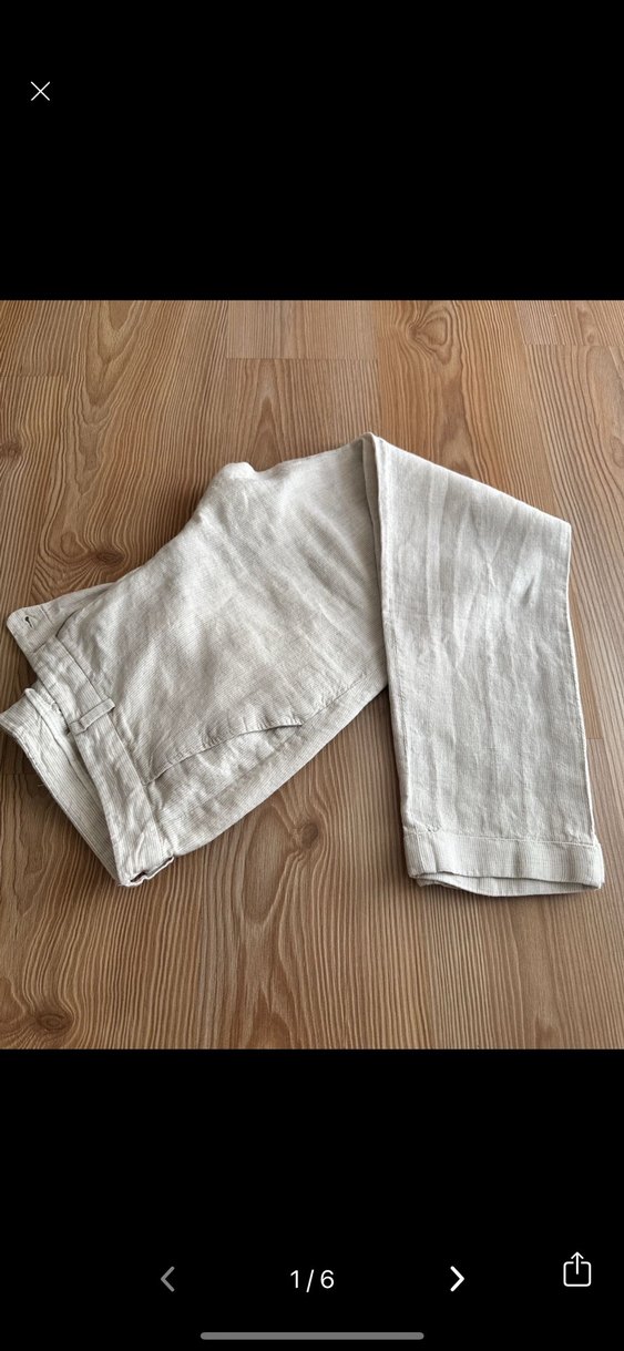 Network Ekru Regular Fit Midi Keten Kadın Pantolon - Görsel 3