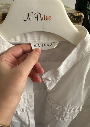 Manuka Düğmeli Beyaz Keten Bohem Gömlek - Görsel 3